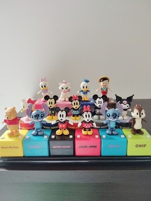 Disney Pop'n Step Dancing Figure 15 Set Mickey Stitch Hello Kitty