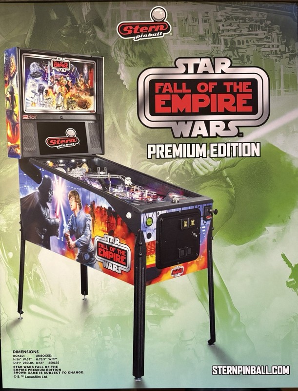 STAR WARS Fall of the Empire (Prem. Edition) - Original Stern Pinball Flyer 2025