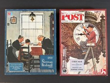 Two Norman Rockwell 1000 Piece Puzzles - "The Clock Mender" "Family Grace"
