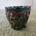 Fenton Amethyst Carnival Glass Mermaid Planter Vase Multicolor Glossy