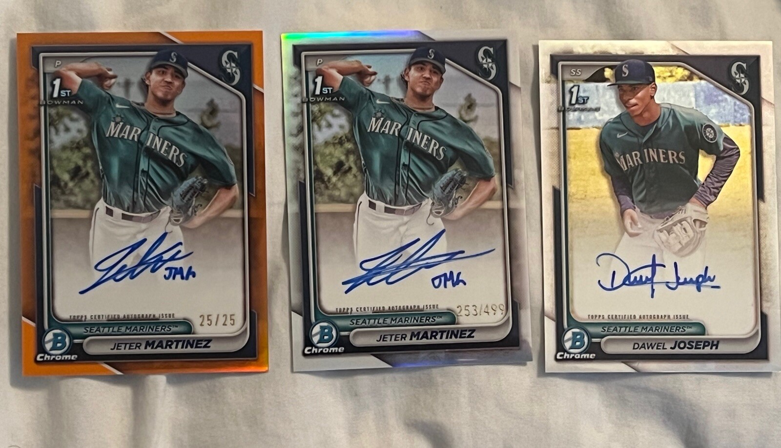 Jeter Martinez 2024 Bowman Chrome 1st Orange Refractor Auto 25/25 + Auto 253/499