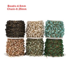 1meters Gold Stainless Steel Chain Mixed Stones Beadead Jewelry Making Chain