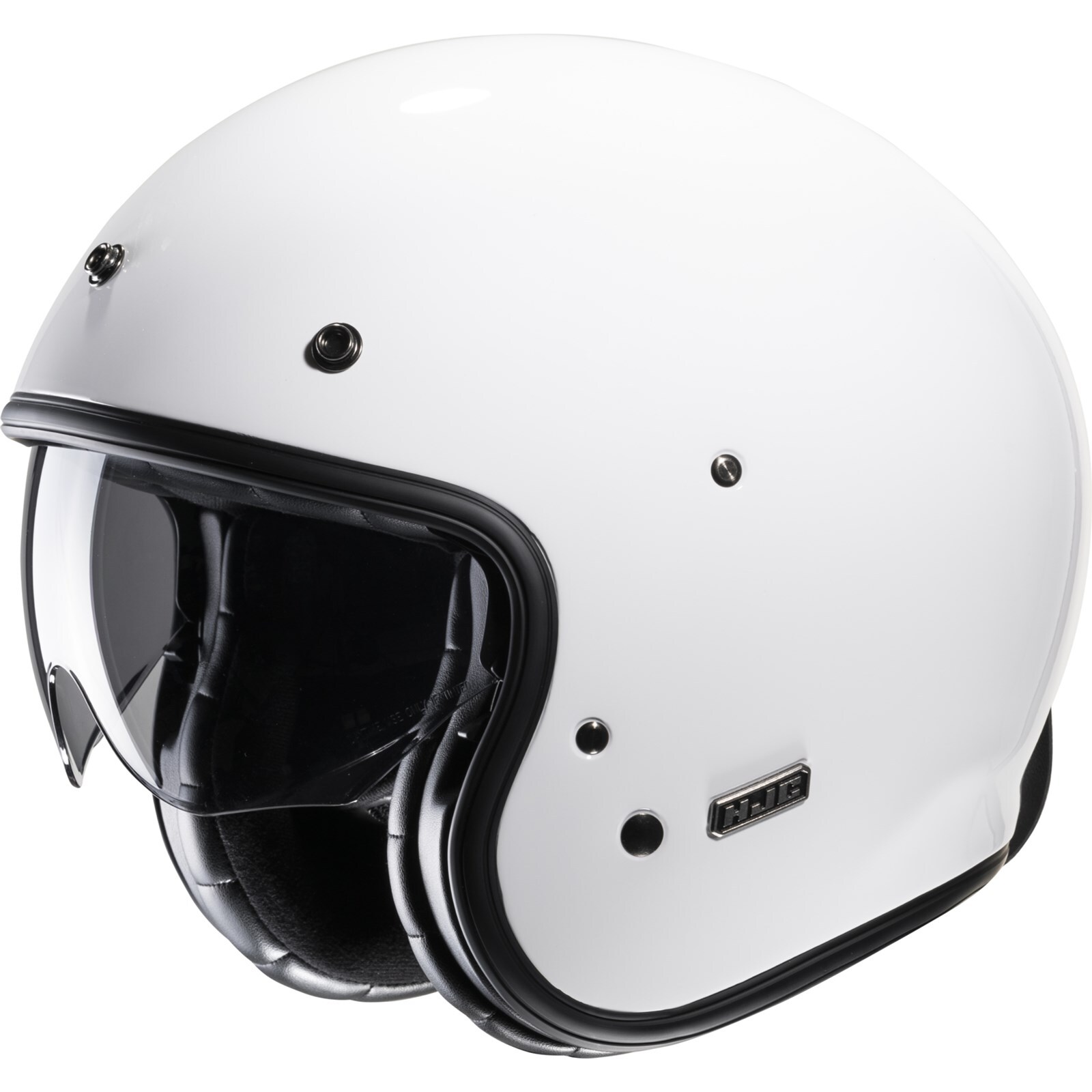 HJC Motorcycle Helmet V31 Solid Size M Retro Jet Helmet with Sun Visor White