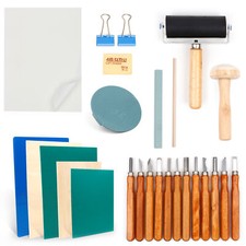 26 St&uuml;ck Lino-Schneid und Druckset Blockdruck Starter Kit mit Stempelblock