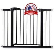 Puerta Para Beb s Extra Alta Y Duradera De 36" Con Puerta Para Gatos Nuevo Black
