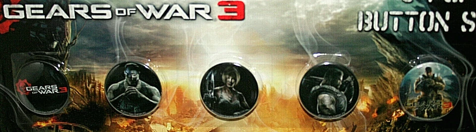 Gears Of War 3 NECA 5 Pin / Button Set New NOS Sealed MOC 2011  - Image 3 of 4