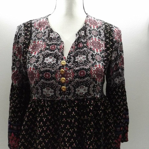 Hayden Damen Gr. M Mehrfarbig Langarm Knopfleiste Bauern Tunika Bluse - Bild 2 von 10