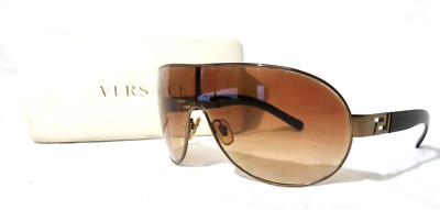 Versace, Italy Mod 2062 Sunglasses Shield style brown frame w/ Polarized lenses