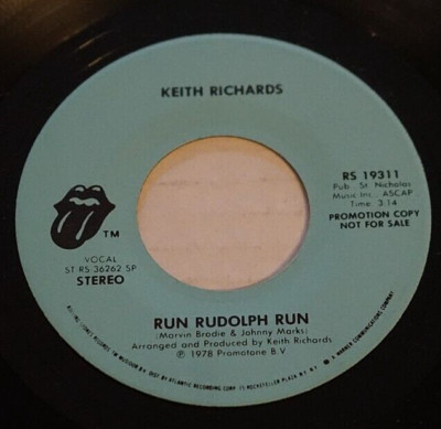 Keith Richards run rudolph run StereoMono 1978 7'' Record Christmas Rolling Stone