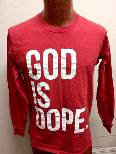 God is Dope Men's Medium Red Long Sleeve T-Shirt.