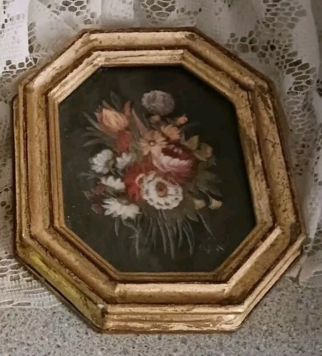 Set of G.B. Florence Miniature Prints Made in Italy ~ Beautiful Floral in Frames - Picture 7 of 7