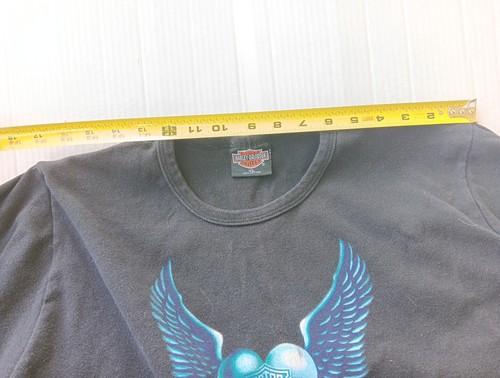 Vintage Women Harley Davidson Black Long Shirt Heart Wings Legends New Jersey XL - Picture 13 of 15