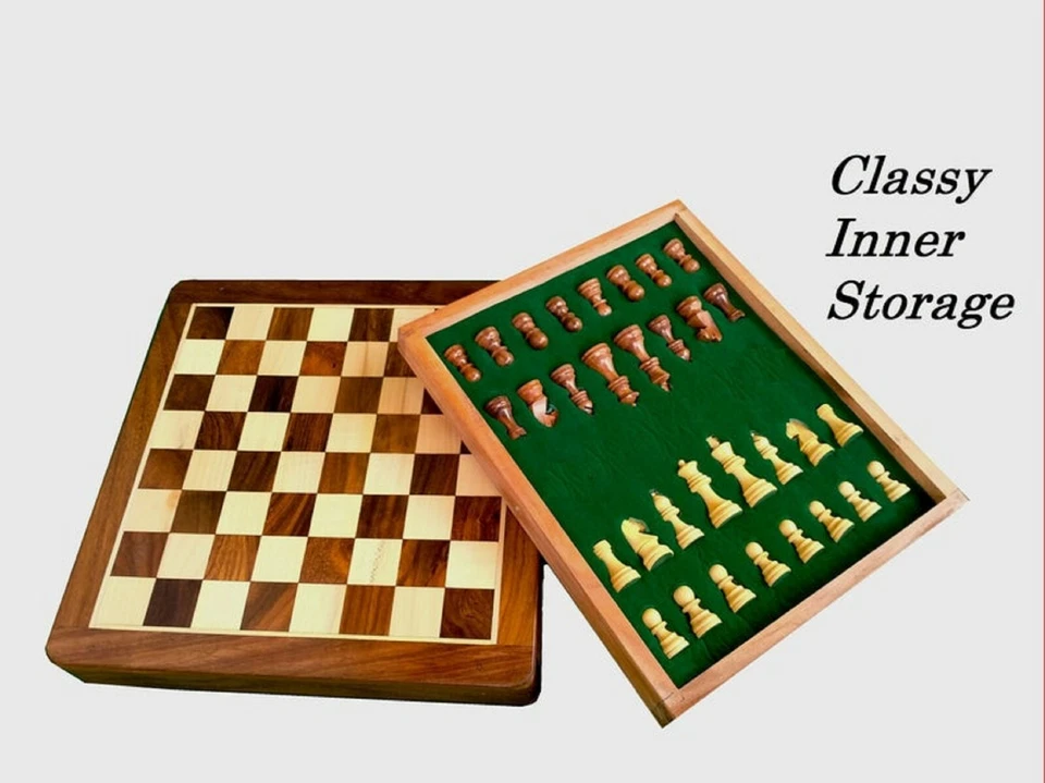 Wooden Drawer Chess Board 10"x10"Inch With Magnetic Chess Pieces, Christmas Gift - Image 2 of 4