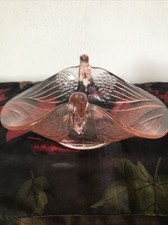 vintage pink depression glass candy dish