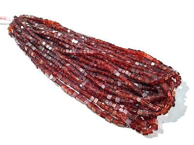 Natural Garnet Cube Smooth Plain Box 4-4.5mm Gemstone Beads 7''Inch 1 Bracelet