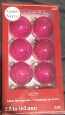 New Ashland Glass Christmas Ornaments Clear Pink  2.5" 8 Ct. In Each