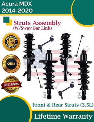 Front & Rear Struts With Sway Bar For 2014-2020 Acura MDX 3.5L Lifetime Warranty