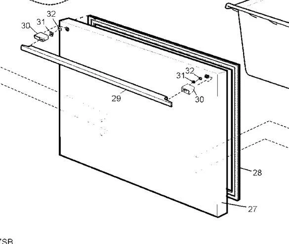 Electrolux EHE/EQE/EBE/EBM/ETE/ETM Westinghouse WHE/FBE/HBE door handle pedestal - image 3 of 4
