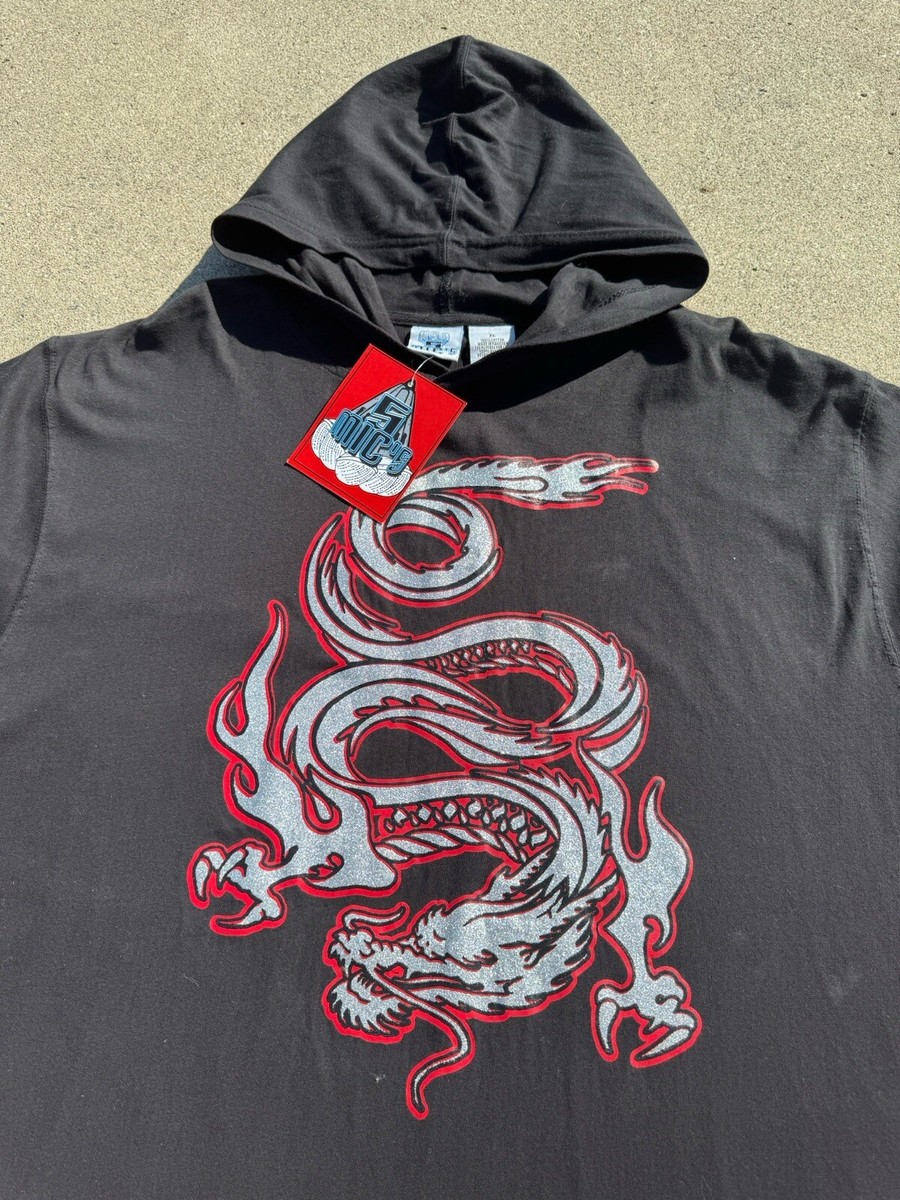 Vintage 90s 00s 5 Mic's Shirt Hoodie Dragon Hip Hop Style NWT Size