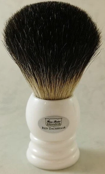 Rasierpinsel WEIß echt Dachshaar 24mm Acryl-Griff HANS BAIER made in Germany
