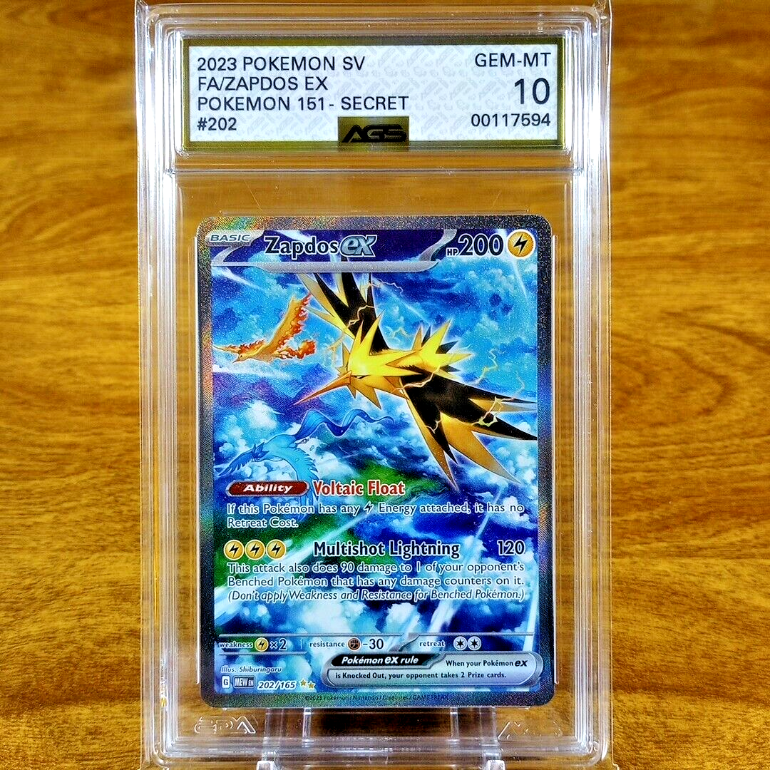 Pokemon SV 151 Zapdos EX 202/165 AGS Gem-MT 10 FA Full Art