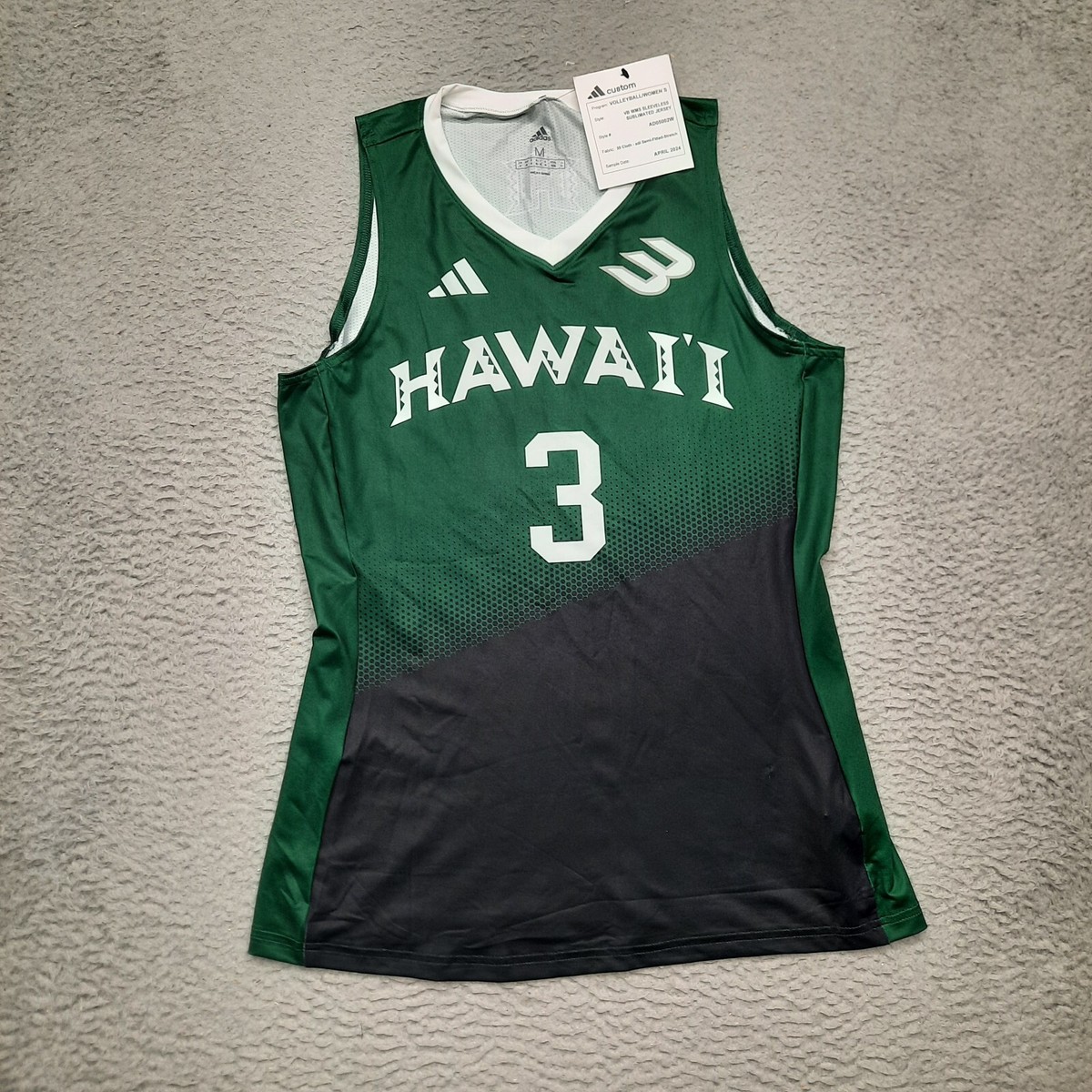 Adidas Hawaii Rainbow Warriors Volleyball Jersey Womens Medium Green Black  NEW