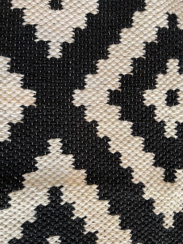 Black and White Woven Small Area Rug 1'8" X 3' - Picture 3 of 8