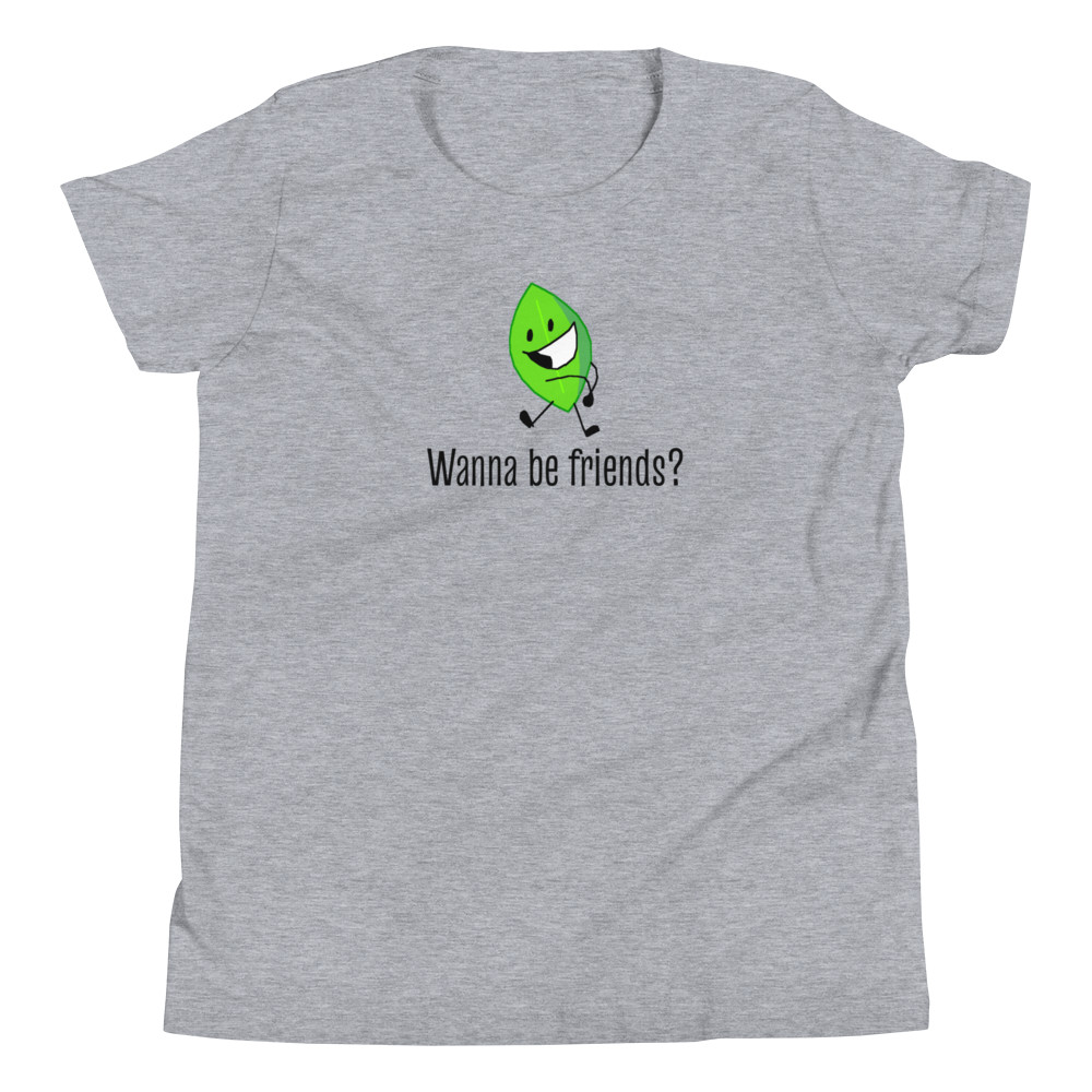 BFDI Battle For Dream Island Leafy Youth Short Sleeve T-Shirt Gray Blue White