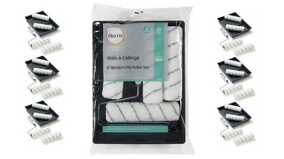 HARRIS 9'' FARBEMULSION MITTELFLOR ROLLER TRAY SET MIT 3 ERSATZ-NACHFÜLLHÜLLEN