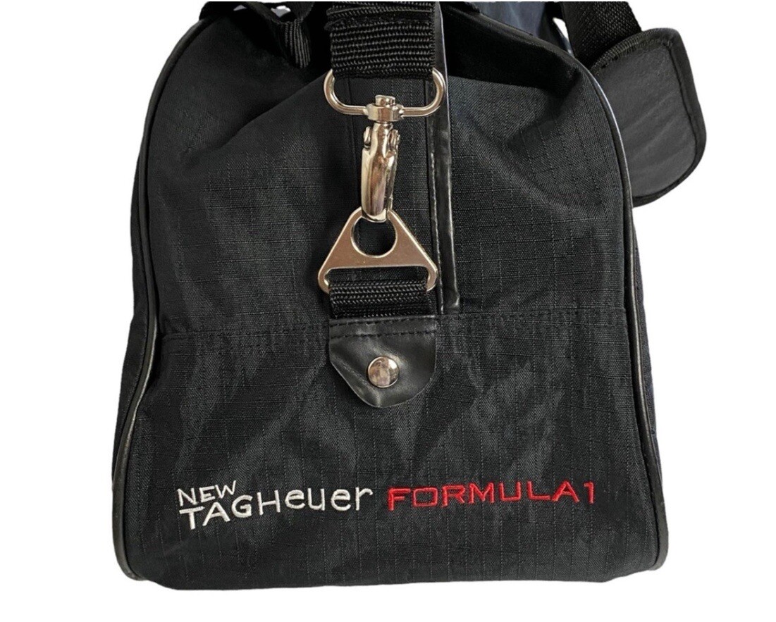 TAG Heuer Duffle Bag Black Nylon 18x12x4 Sports Weekend Luggage