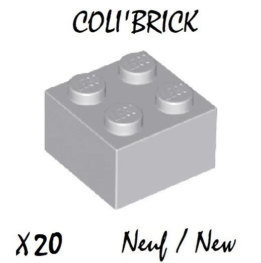 Lego 3003 - 20x Briques / Brick 2x2 - Gris Clair / Light Bluish Gray - New Neuf