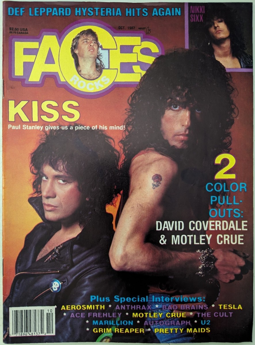 Faces Rocks Magazine October 1987 KISS, Ace Frehley, Motley Crue