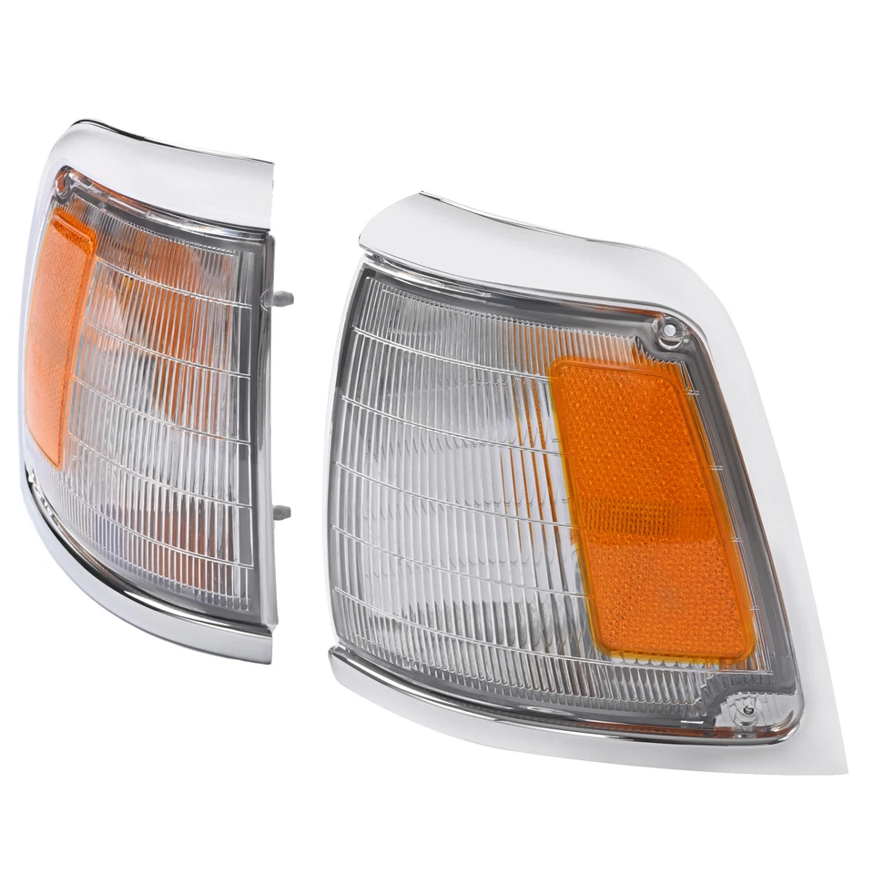 For Toyota Pickup 2WD 1992 1993 1994 1995 Pair Corner Lights W/Bulbs Chrome Trim - Изображение 3 из 4
