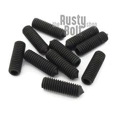 M3 x 10mm, Socket Set Screws Cone Point, 45H Steel, Black Oxide