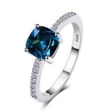 5 Colors Princess Cut Cz Band Womens 925 Silver Filled Engagement Ring Size 6-10