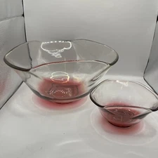 Vintage Anchor Hocking Chip and Dip Set Maroon Ombre Serving Bowls