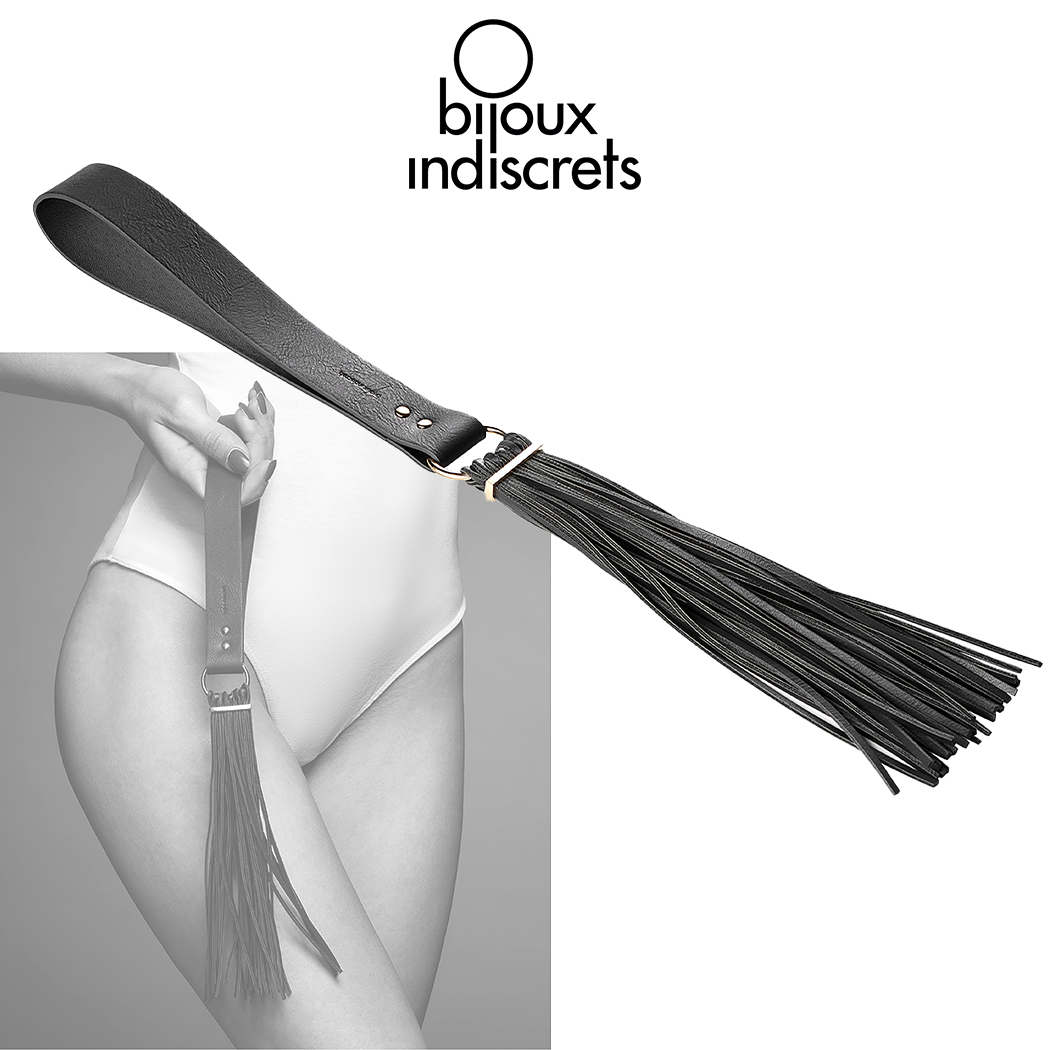 Elegante Frustino in Morbida Nappa Nera Bijoux Indiscrets Maze Tassel Flogger