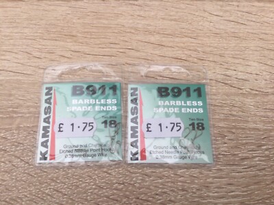 2 PACKUNGEN KAMASAN B911 WIDERHAKENLOSE SPATENENDEN GRÖSSE 18