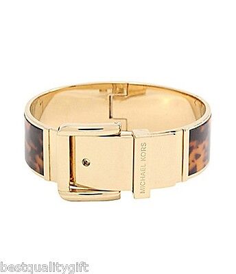 MICHAEL KORS GOLD TONE WIDE TORTOIS HINGE BELT BUCKLE BANGLE MICHAEL KORS GOLD TONE WIDE TORTOIS HINGE BELT BUCKLE BANGLE