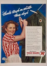 Original 1942 Texaco Ad: Hank's tough on shirts these days"