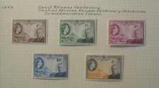 1953 Northern Rhodesia-Cecil Rhodes Centenary/QE II-Mint Hinged-Lot of 5