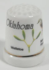 Vintage Oklahoma Mistletoe Scissortailed Flycatcher Souvenir Thimble