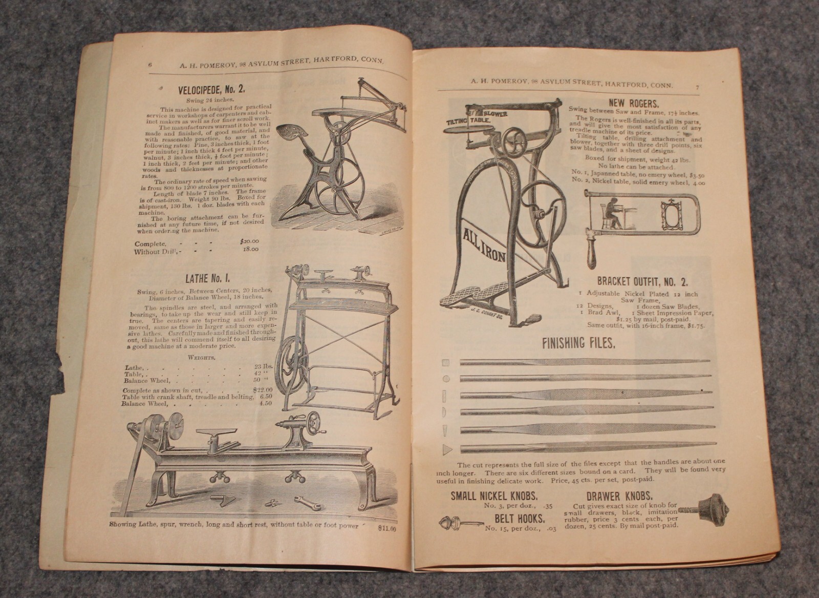Scroll Saw Catalog A. H. Pomeroy Hartford CT early 1900s