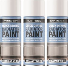3 X 400ML BRILLIANT WHITE RADIATOR SPRAY PAINT HEAT RESISTANT QUICK DRY AEROSOL