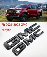 OVERLAY Front Rear Gloss Black GMC Overlay Emblem Badge 2021-2022 Canyon
