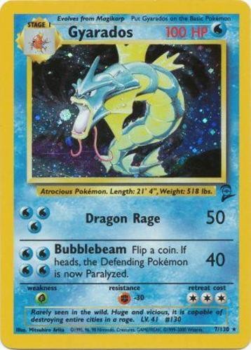 Heavily Played, English Pokemon Holo Gyarados - 7/130 - Holo Rare - Unlimited Ed