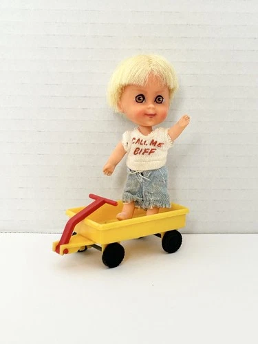 Vintage Mattel Liddle Kiddles HOWARD "BIFF" BOODLE Doll, Outfit & Wagon