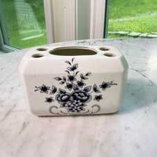 Vintage Ceramic Floral Toothbrush Holder Whit...