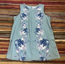 NWT Coldwater Creek Shift Dress Womens Plus Size 24 Blue Floral Sleeveless Short