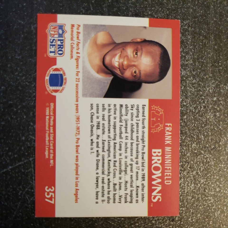 (3) 1990 Pro Set #357 Frank Minnifield, Rare Non-Error Cards. Free Shipping - Image 3 of 4